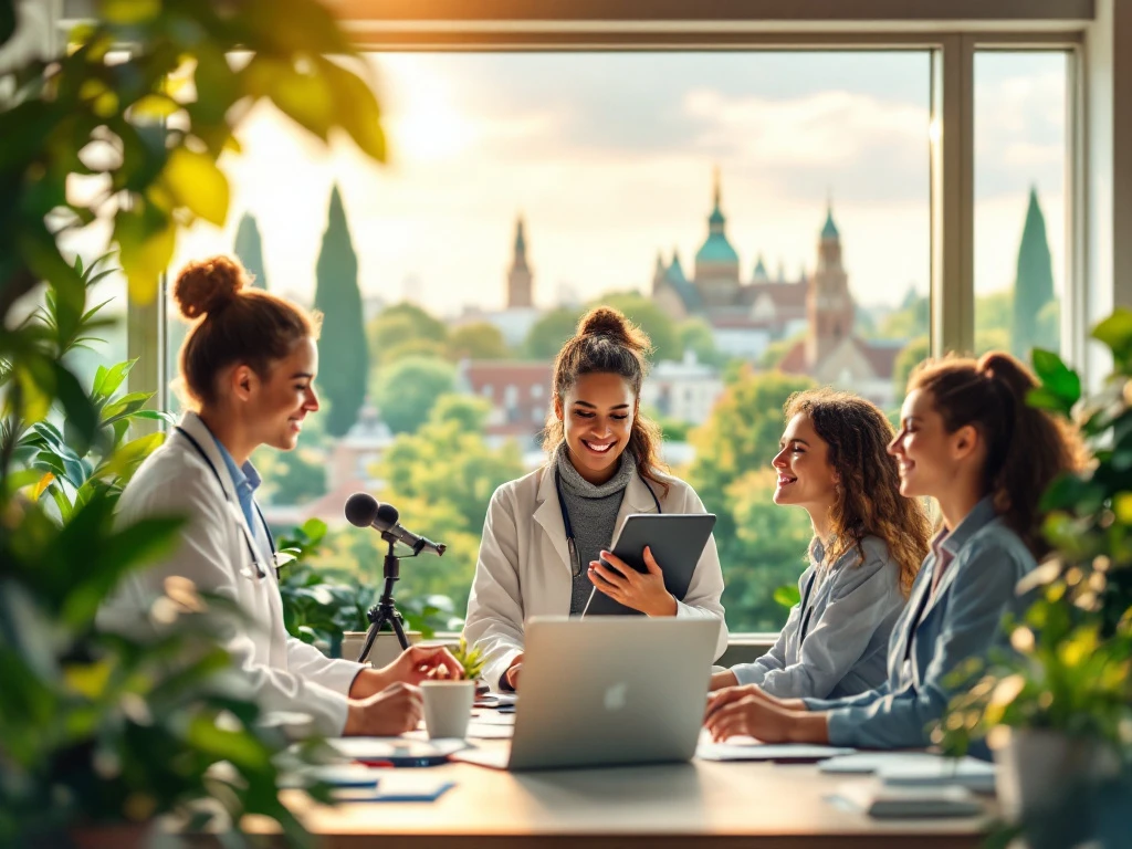 Professionals uit zorg, technologie, onderwijs en overheid werken samen, tegen groene Gelderse achtergrond.